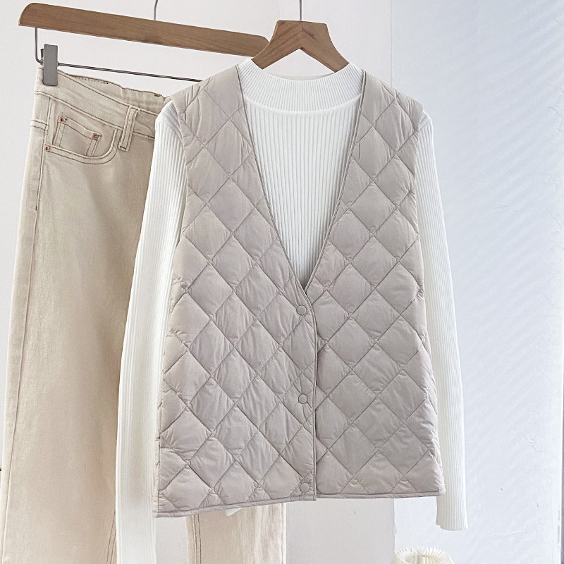 羽绒服马甲女V领打底马夹轻薄款叠穿绒子90%白鸭绒背心呢大衣内搭,女装/女士精品,羽绒服,淘宝优惠券,粉丝福利购,淘宝优惠卷