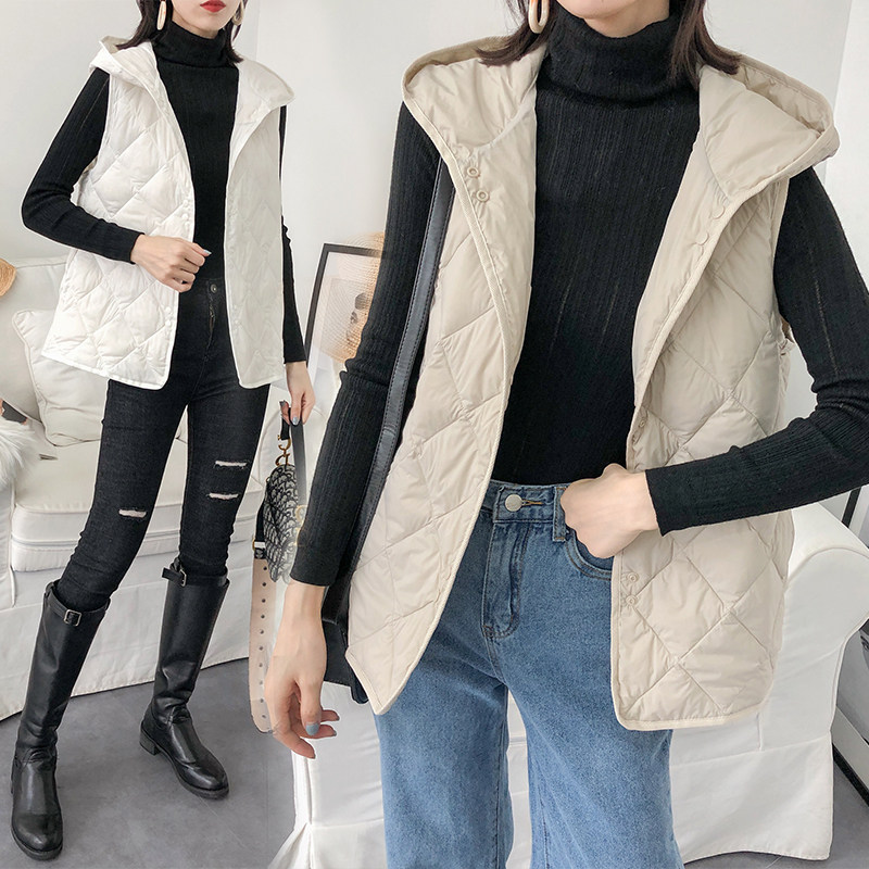 羽绒马甲女马夹外套2022秋冬新款背心坎肩连帽简约呢大衣内搭短款,女装/女士精品,马夹,淘宝优惠券,粉丝福利购,淘宝优惠卷