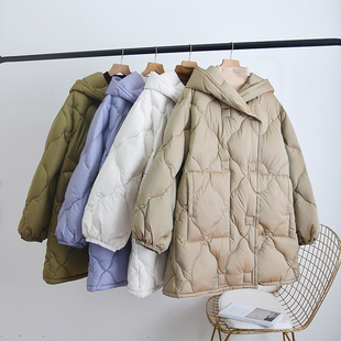 羽绒服90%白鸭绒高级感高绒版加厚中长款连帽面包服直筒大码口袋