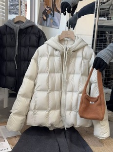 新国标90白鸭绒方块羽绒服2026年冬季新款气质加厚保暖外套女连帽