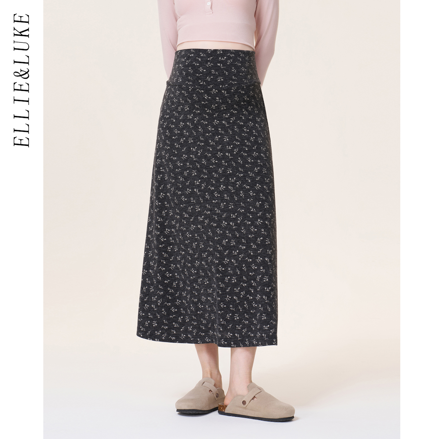 ellieluke孕妇裙子秋季2025新款孕期小个子加厚款碎花半身裙冬装