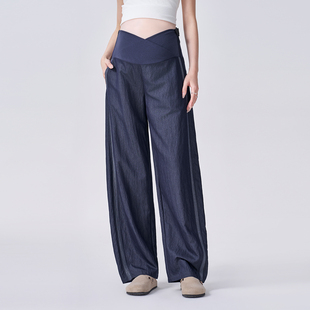 子夏装 小个子仿牛仔托腹直筒裤 春夏外穿2026新款 ellieluke孕妇裤