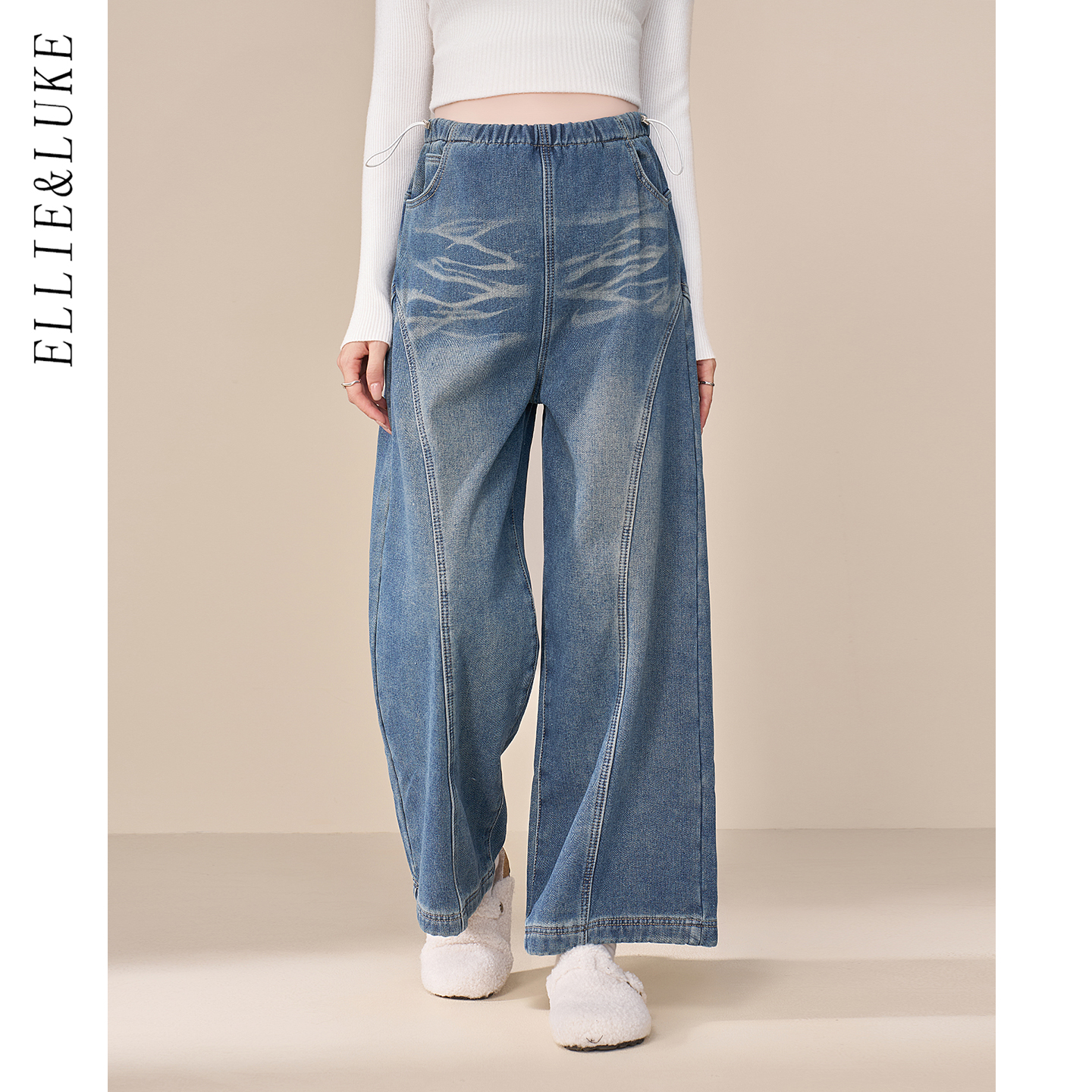 孕妇牛仔裤秋冬外穿加厚保暖长裤