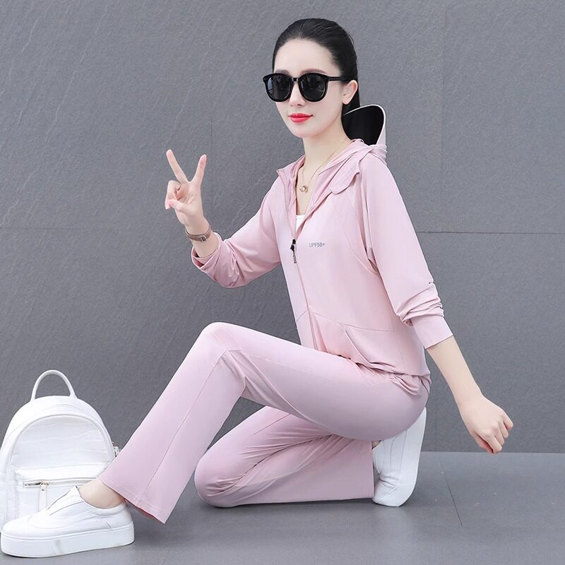 冰丝防晒服套装女2026年夏季新款时尚UPF50+轻薄透气防晒衣两件套
