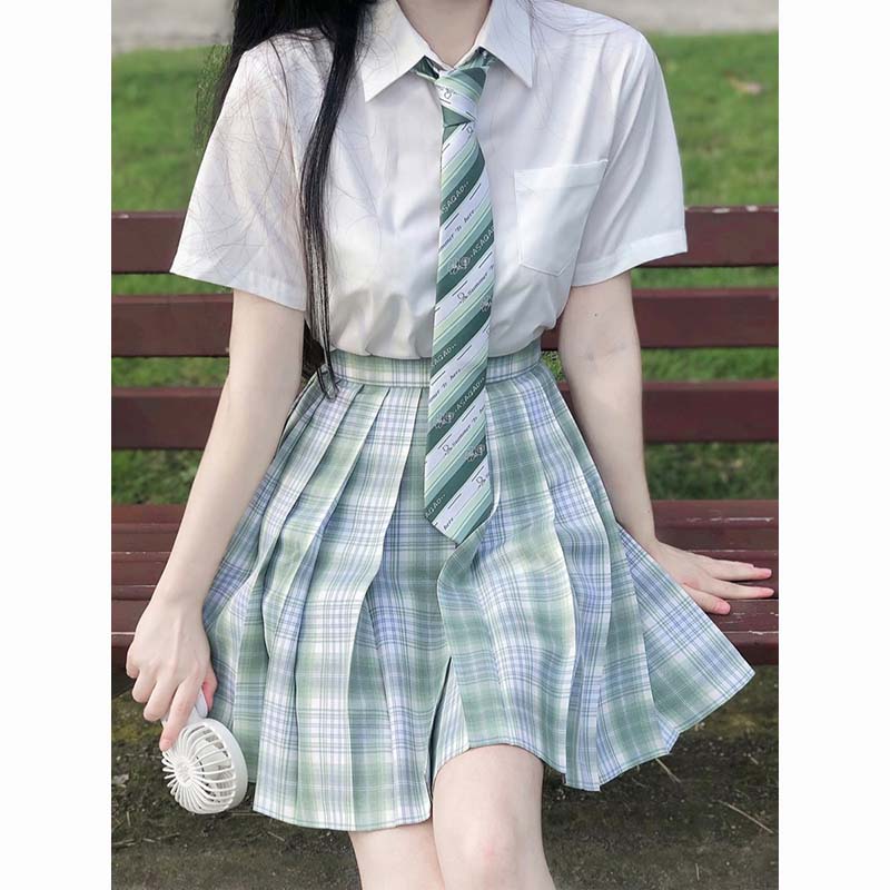 雪松JK制服套装女正版原创夏季学院风短袖白衬衫日系jk格裙百褶裙