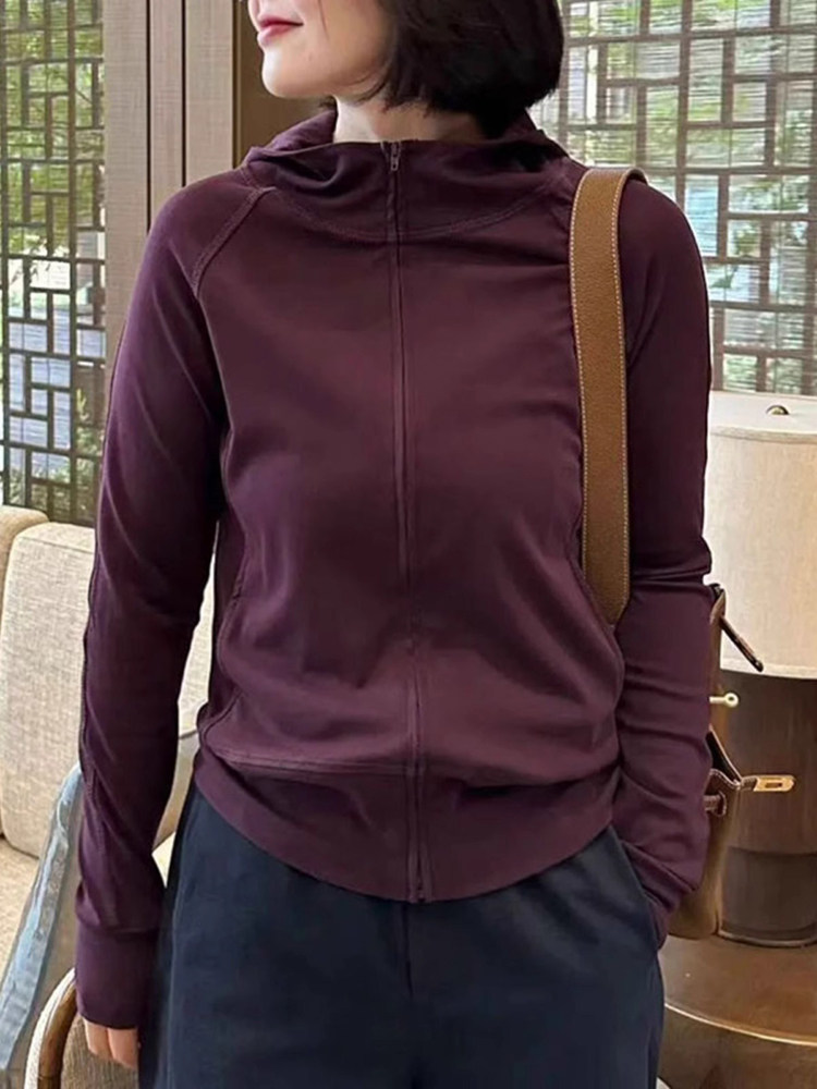 开衫连帽女式运动衫2025春秋季新休闲简单长袖上衣韩式修身拉炼夹