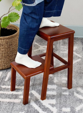 2025新款实木步步稳梯凳简约设计折叠登高椅子储物简洁舒适