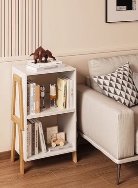 书桌旁小书架实木落地置物架移动带轮家用书柜简易靠墙侧边收纳架