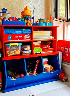 2025创意儿童实木玩具收纳柜靠墙家居置物架大容量宝宝收纳箱