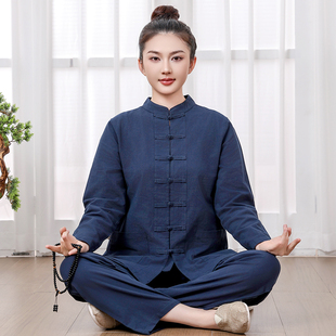 玄善男女唐装中国风中式禅修服居士服禅意棉禅修禅服打坐服套装