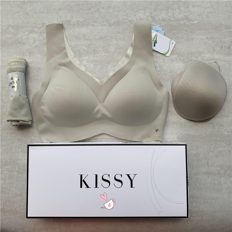 正品如吻kissy内衣无痕无钢圈运动背心文胸套装女ru官方旗wen舰店