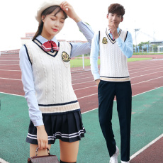 Школьная форма 春秋学院风校服套装韩版英伦男女学生班服高中毛背心制服演出服装