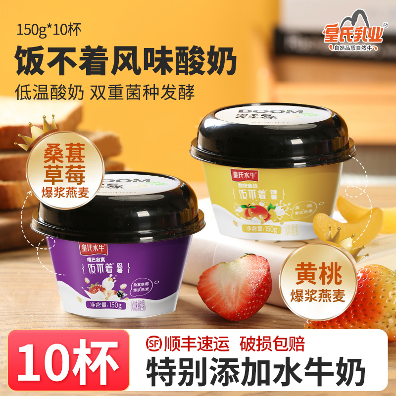 皇氏乳业饭不着风味酸奶150g*10杯水牛奶配方儿童燕麦低温酸奶