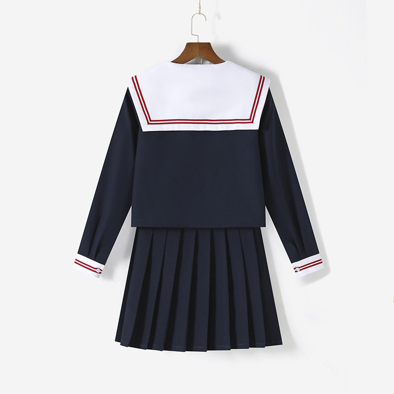 东京岁时记 日系JK制服白领红二本水手服学院风春秋款百褶裙套装