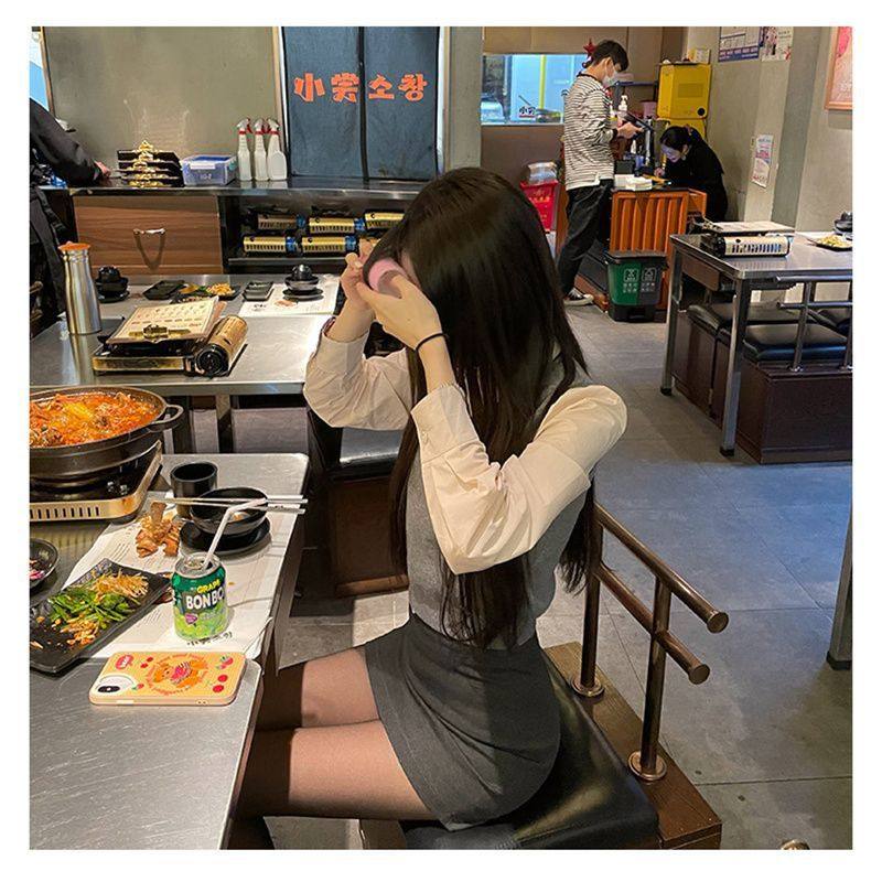 学院风2025春秋季马甲女韩版小个子穿搭显瘦两件套炸街学生JK制服