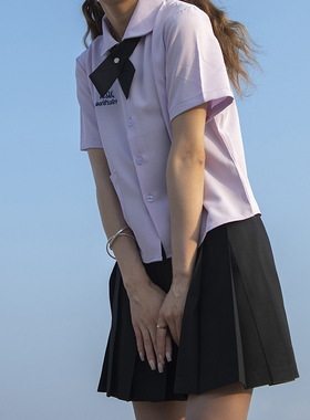 东京岁时记小水同款淡紫色短袖jk制服泰国校服中学生圆领班服衬衫