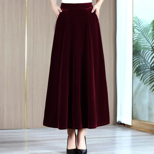 馨暖绒摆裙简约进口金丝绒半身裙