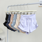 瑜伽假两件跑步短裤 运动短裤 羽毛球网球女高腰显瘦跑步训练健身裤