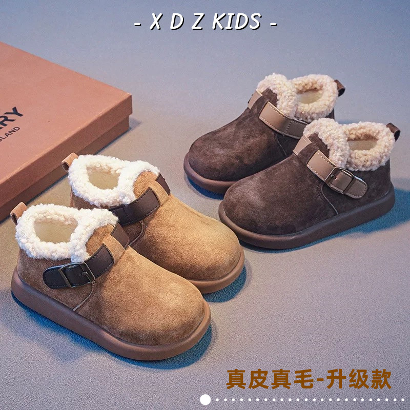 女童韩范百搭毛毛鞋皮毛一体棉鞋