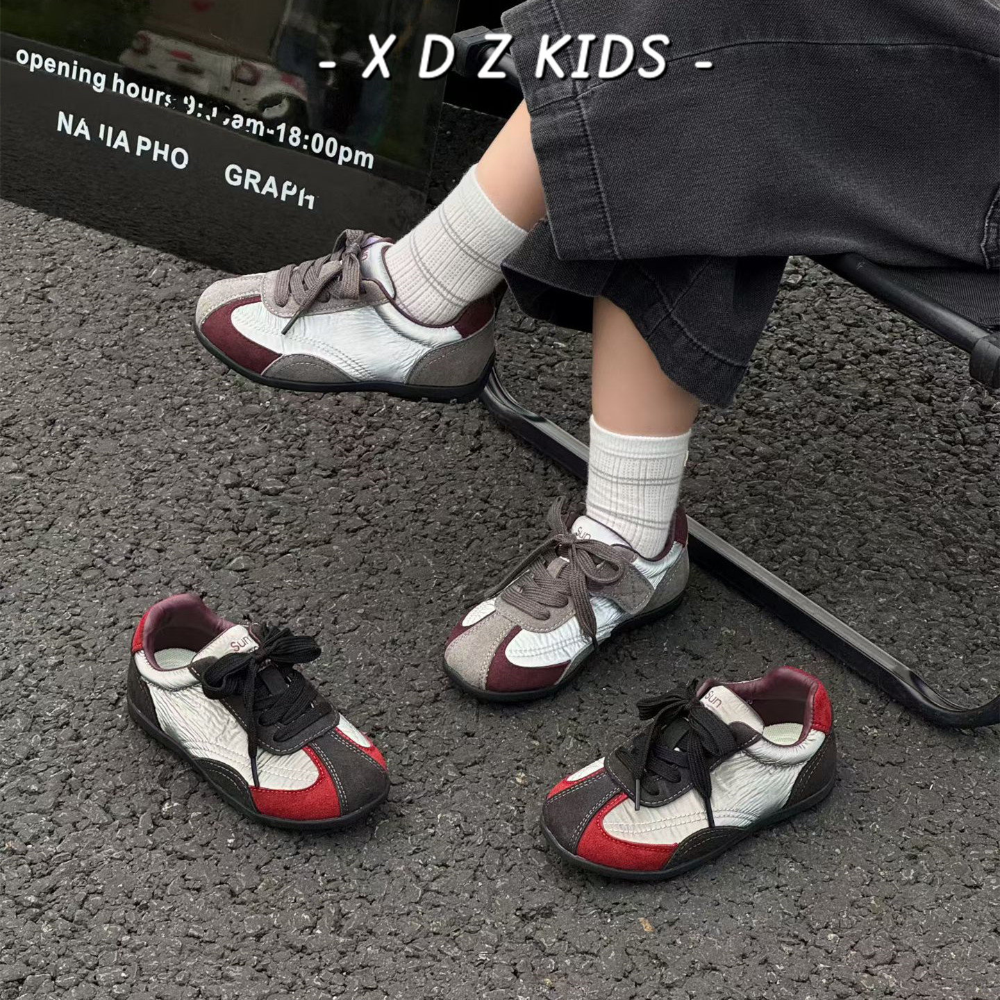 真皮透气男女童复古阿甘德训鞋