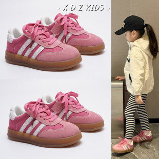 软底小女孩板鞋 草莓熊女童真皮德训鞋 男童休闲运动鞋 新款 2026春季