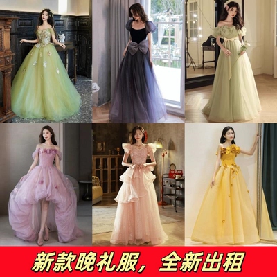 出租赁晚礼服秋冬高档晚宴会艺考走秀演出服成人礼表演主持蓬蓬裙