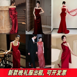 出租新娘结婚敬酒服2025冬红色订婚回门礼服裙高级感新中式出阁宴