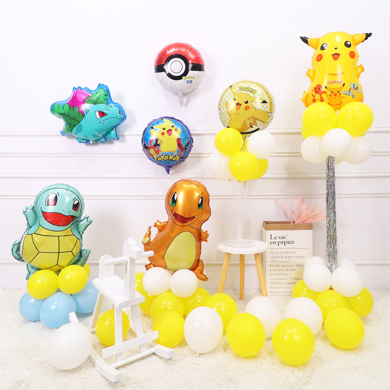 皮卡丘卡通杰尼龟主题气球立柱Pokemon go宝可梦精灵神奇宝贝装饰