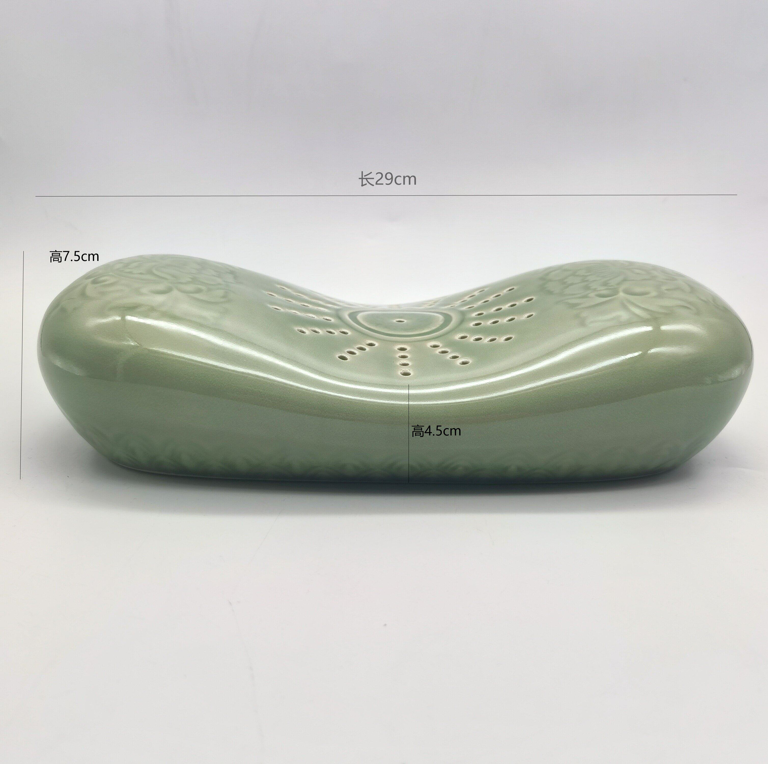 青秘耀州窑青瓷枕头养生枕瓷枕凉枕护颈枕古代瓷枕 护腰靠枕 送礼