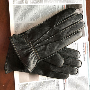 鹿皮手套定做超柔内里保暖加绒加厚
