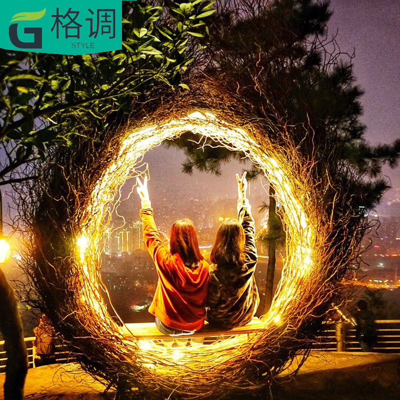 巴厘岛网红鸟巢秋千户外拍照