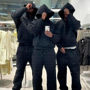 宽松连帽卫衣 hoodie欧美Y2K滑板街头刺绣宽松连帽衫 Solid color