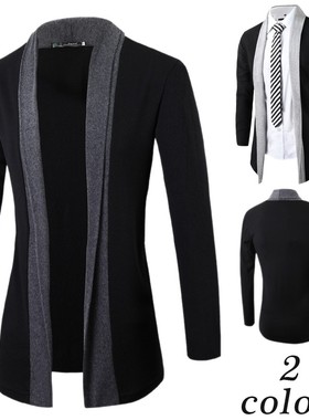 Long sleeve color knit men's jacket 男针织开衫蓝色时尚灰色纯