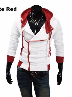 酒红色拼接拉链纯色咖啡色浅灰色涤纶卫衣多色连帽卫 hoodies men