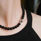 JICVIALATTEA时髦休闲ins风fever博主同款 简约黑玛瑙项链礼物饰品