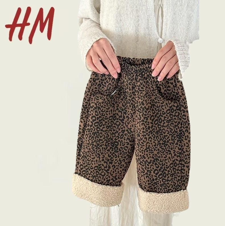 撤柜清仓特价宝宝裤子冬季加绒加厚0-3岁婴儿棉裤女童洋气豹纹一