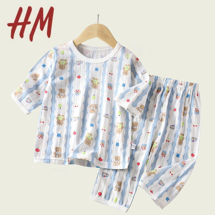 品牌撤柜家居服套装纯棉男衣服女夏款睡衣薄款空调服亲子家庭装