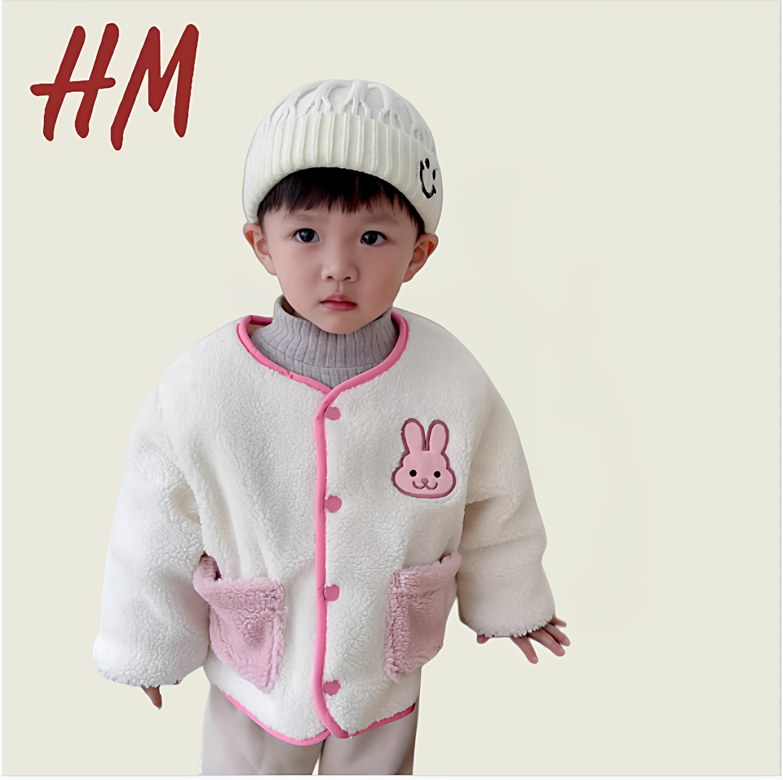 清仓撤柜韩版儿童两面穿兔子棉服冬季男女童加厚开衫保暖圆领夹棉