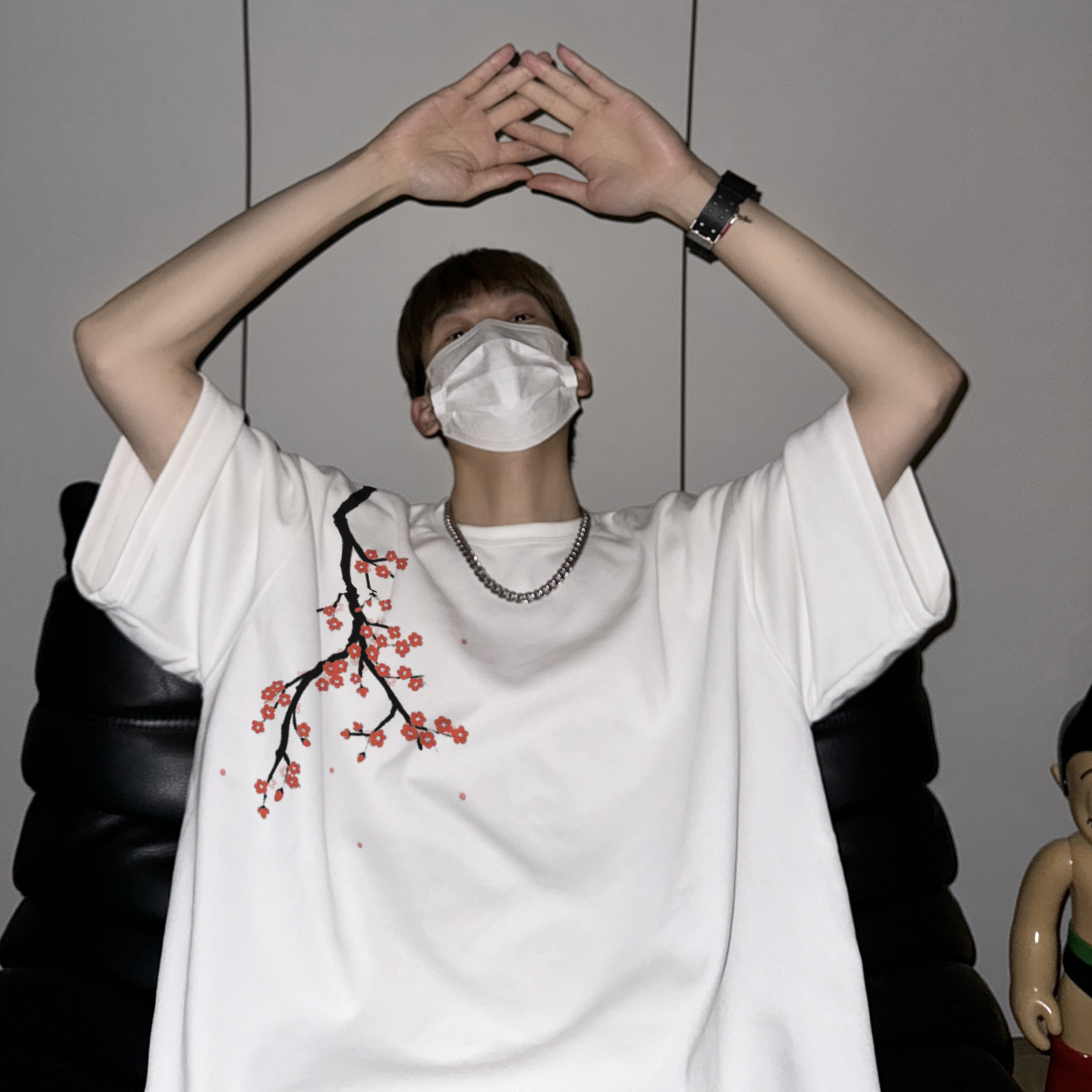 Y48*潮流新中式百搭梅花短袖T恤P28，男装T恤，星座617A(原A401)