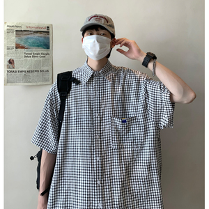 AB56*男士夏季新款细格子短袖衬衫P48图片