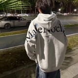 高街重磅雪花字母刺绣连帽运动衫男2026新款宽松慵懒风上衣P48，男装卫衣，星座617A(原A401)