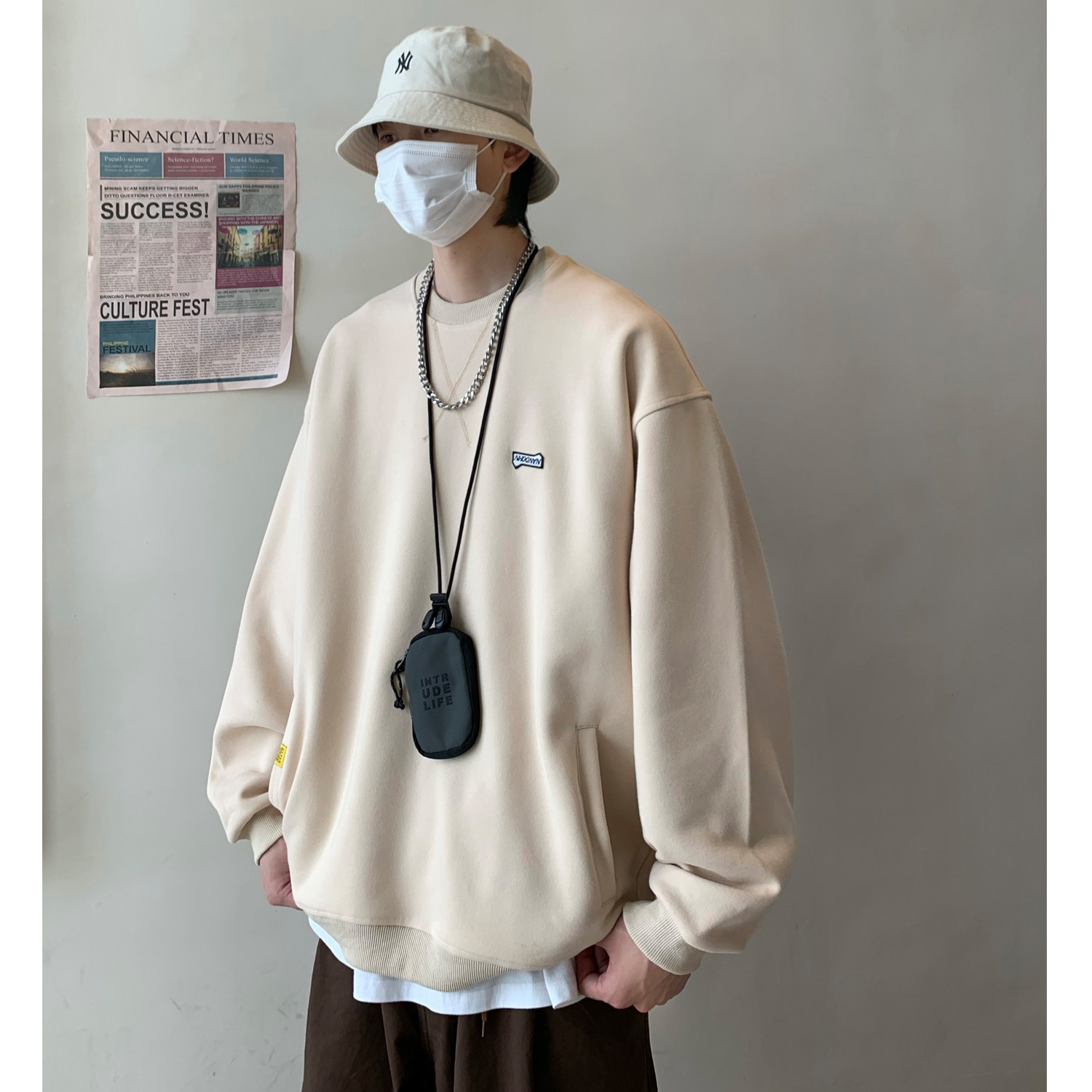 Y30*现货24新款圆领贴标圆领卫衣男美式宽松上衣P58,男装卫衣,星座617A(原A401)