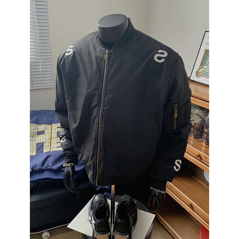 短款刺绣飞行员夹克外套男秋冬美式加棉棒球服潮牌棉衣外套P55,男装棉衣,星座617A(原A401)
