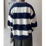 Y06*条纹圆领毛衣男士冬季新款慵懒套头针织衫P70控88，男装针织衫/毛衣，星座617A(原A401)