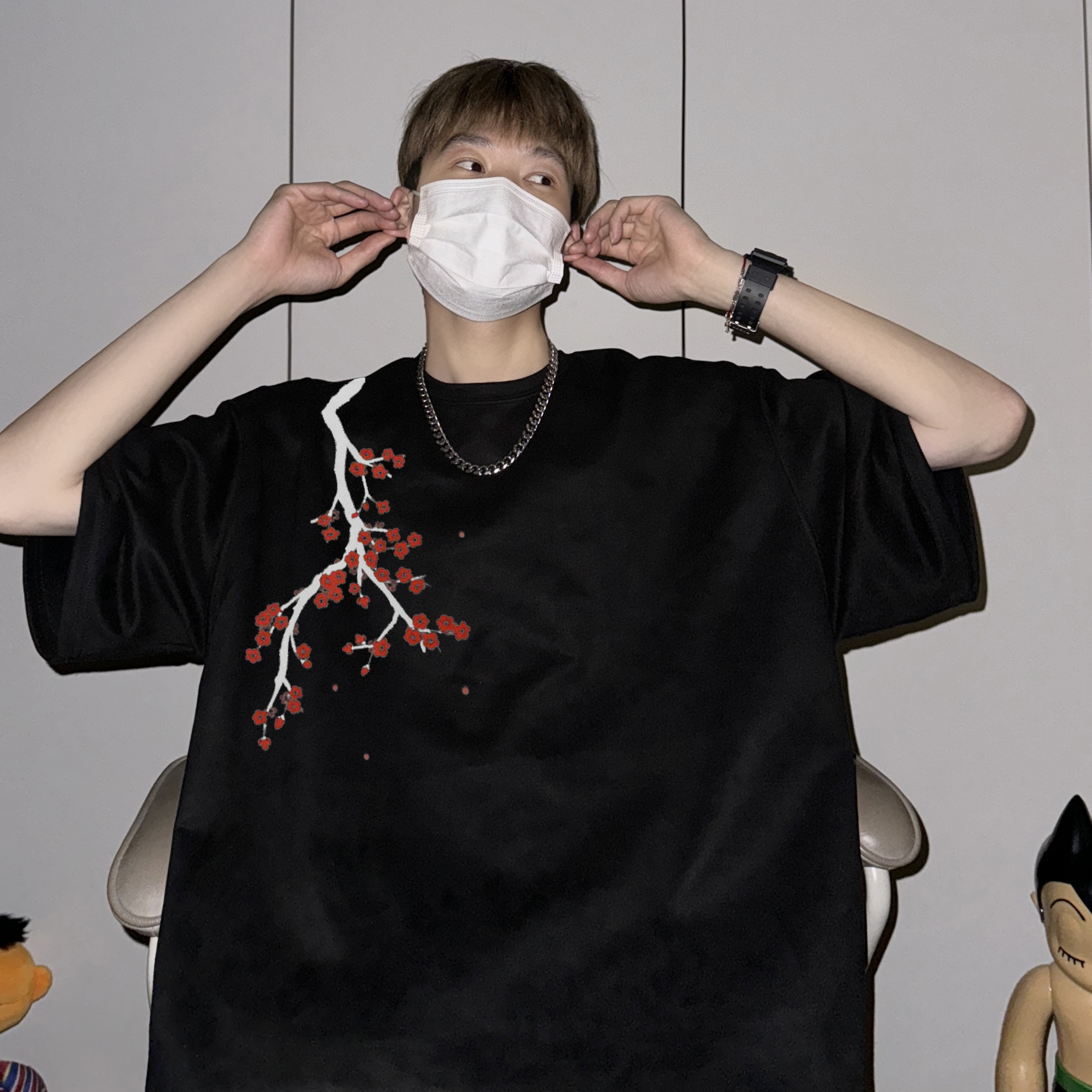 Y48*潮流新中式百搭梅花短袖T恤P28，男装T恤，星座617A(原A401)