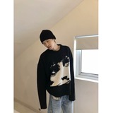 美式人像马海毛针织毛衣男女秋冬季潮牌提花慵懒风圆领上衣P55，男装针织衫/毛衣，星座617A(原A401)