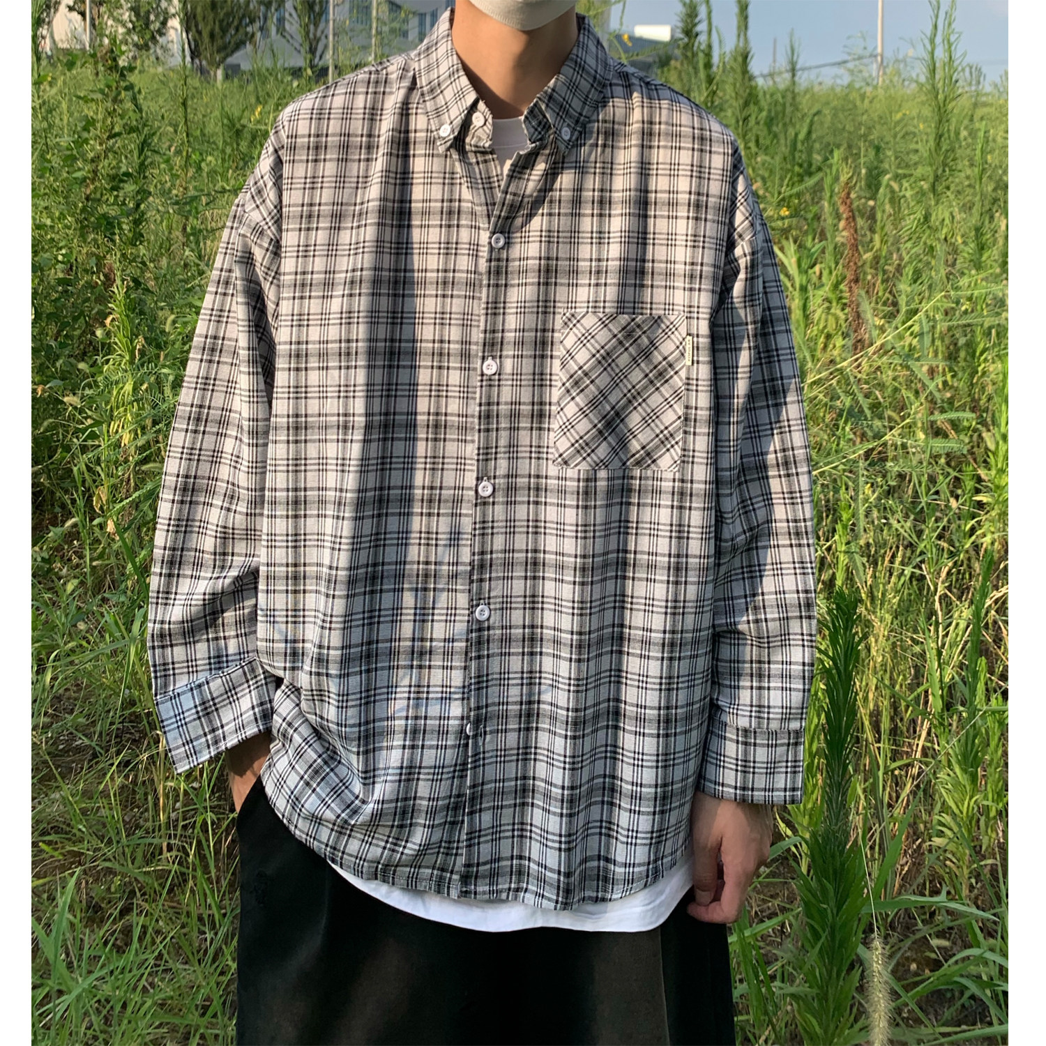 Y77*男士复古休闲格子长袖衬衫P48控68面料70%棉30涤,男装衬衫,星座617A(原A401)