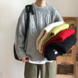 X133*冬男士宽松圆领麻花套头毛衣男P75（控95），男装针织衫/毛衣，星座617A(原A401)