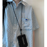 AB56*男士夏季新款细格子短袖衬衫P48，男装T恤，星座617A(原A401)