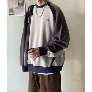 AB92*秋季立体剪裁拼接男士圆领卫衣P70控89图片
